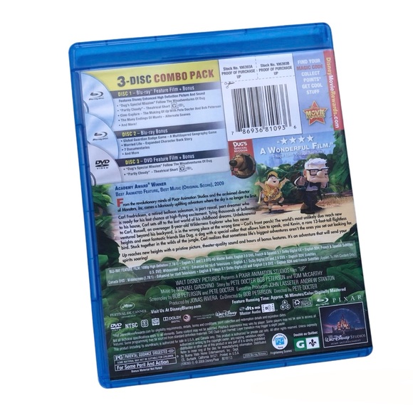 Disney Plush DUG Dog + UP Blu-Ray DVD Movie 3 Disc Set Disney Pixar Bonus - Picture 5 of 14